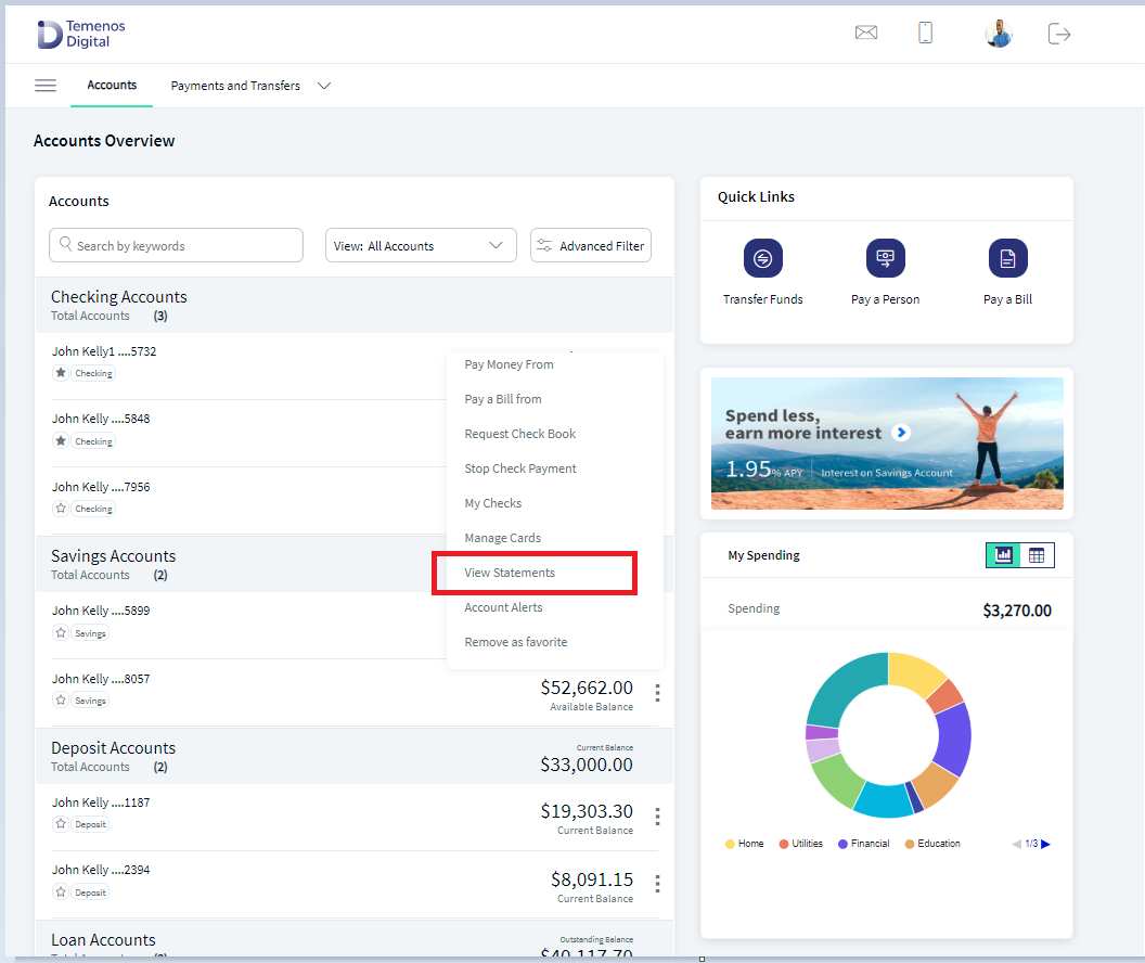 View Statements UX Overview View Statements UX Overview